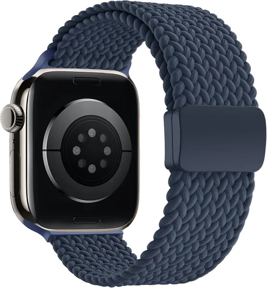 Braided Stretchy Band Compatible with Apple Watch Band 38mm 40mm 41mm 42mm 44mm 45mm 46mm 49mm Women Men, Adjustable Nylon Elastic Magnetic Clasp Strap for iWatch Series 10 9 8 7 6 5 4 3 2 1 SE Ultra