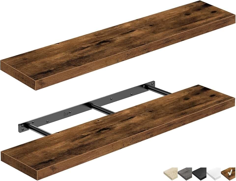 QEEIG Extra Long Floating Shelves for Wall (Brown, Set of 2, 47.2")