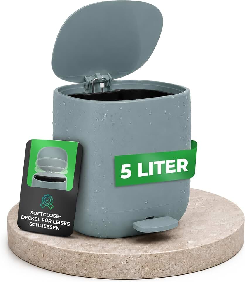 YourCasa Mülleimer Bad [5L] - Elegantes Design - Badeimer - Kosmetikeimer Badezimmer Klein - Badmülleimer mit Deckel und Softclose – Abfalleimer Toilette WC - herausnehmbaren Inneneimer (Mint)