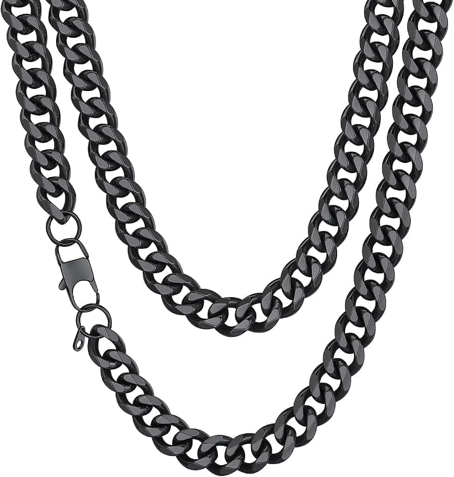 Richsteel Herren Halskette Klassische Panzerkette 3/6/9/12mm breit kubanische Hip-Hop Kette Cuban Chain Necklace für Männer Jungen Edelstahl 36-76cm als Herren Geschenk