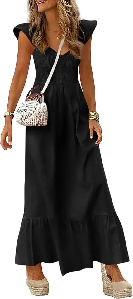 PRETTYGARDEN Women's Summer Smocked Maxi Sun Dresses