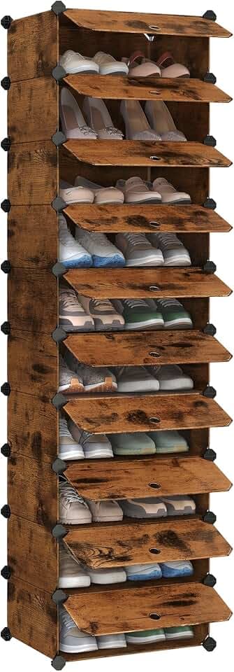 SONGMICS Schuhschrank mit Türen, Schmales Schuhregal, 43 x 31 x 173 cm