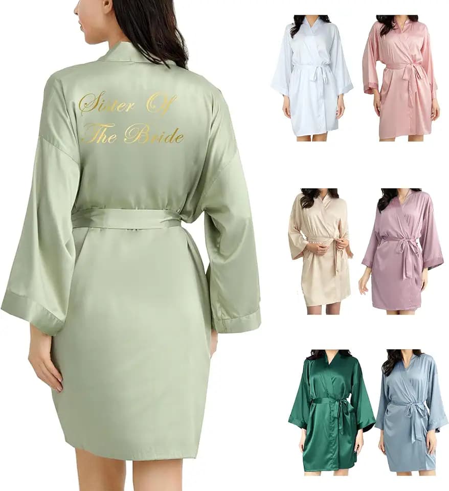 Damen-Bademantel aus Satin, für Braut, Brautjungfer, Robe für Hochzeit, Brautparty, luxuriöses Geschenk