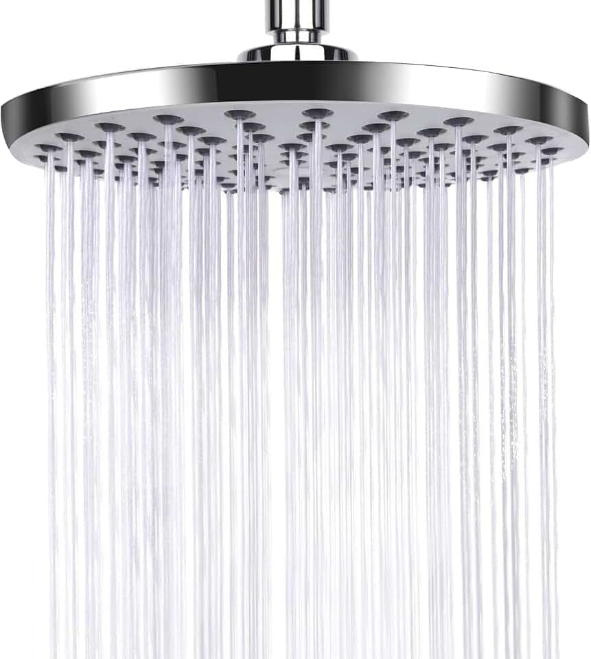 AiQInu 9.6 Zoll Runder Duschkopf Regendusche,Verstellbarer Kopfbrause Wassersparend mit Anti-Kalk-Düsen,Wasserfall-Duschkopf aus Edelstahl,Durchmesser 24.5cm