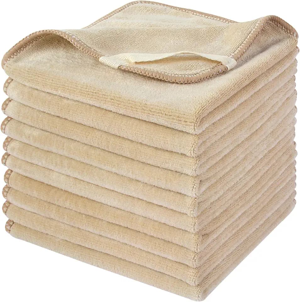 SINLAND 10 Stück Gesichtstücher Waschbar Abschminktücher 30 x 30 cm Creme
