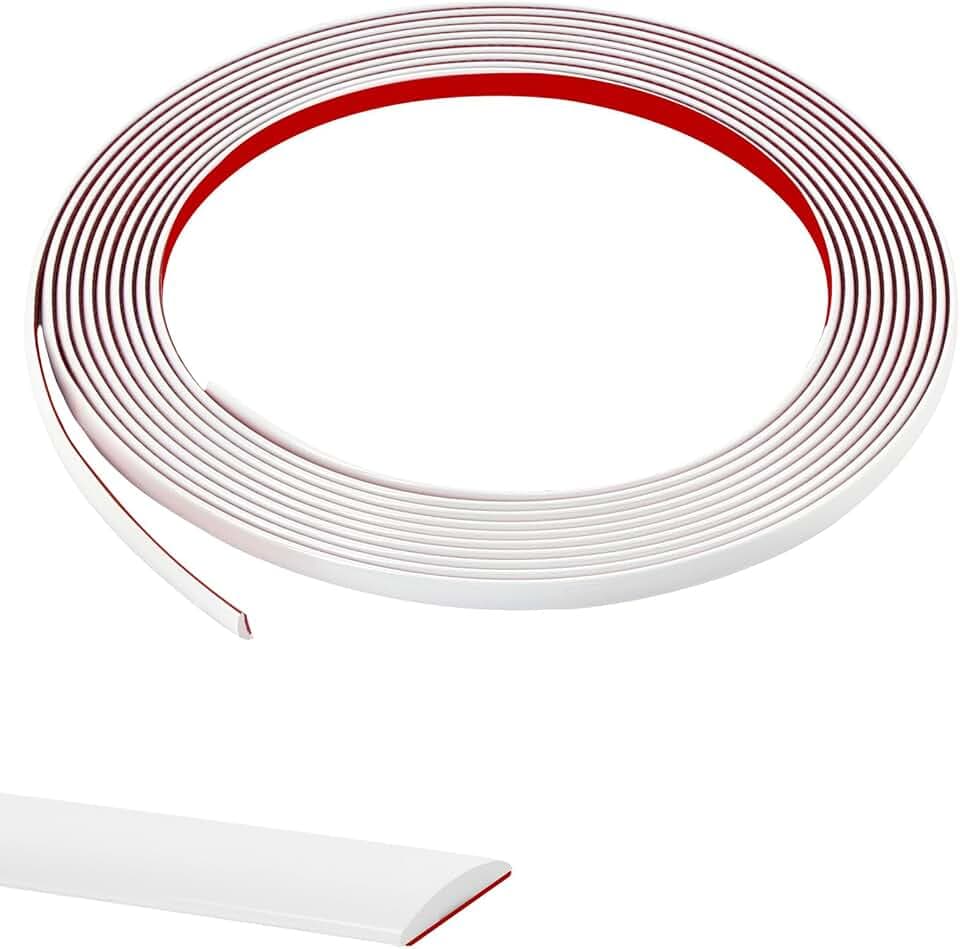 Flexible Zierleisten Selbstklebend, 5M x 8MM PVC Wandleisten Weiß Tapetenrand zum Abziehen und Aufkleben, Kantenschutz Leisten für Spiegelrahmen, Türen, Fenster, Wände, Böden und Fliesenrände