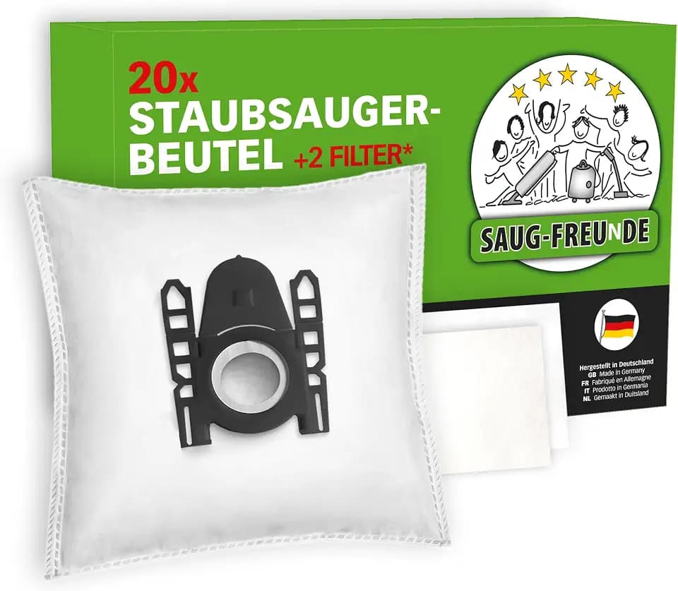 SAUG-FREUnDE | 20 Staubsaugerbeutel für BOSCH Serie 2, BGBS2BA1P, BGBS2LB1, BGBS2RD1, BGLS2BA1H, BGLS2BA3H, BGLS2BU2, BGLS2CHAMP, BGLS2FRESH, BGLS2LR1H, BGLS2LW1, BGLS2WH1H, BGN2CHAMP, BZGL2A310 (SI2)