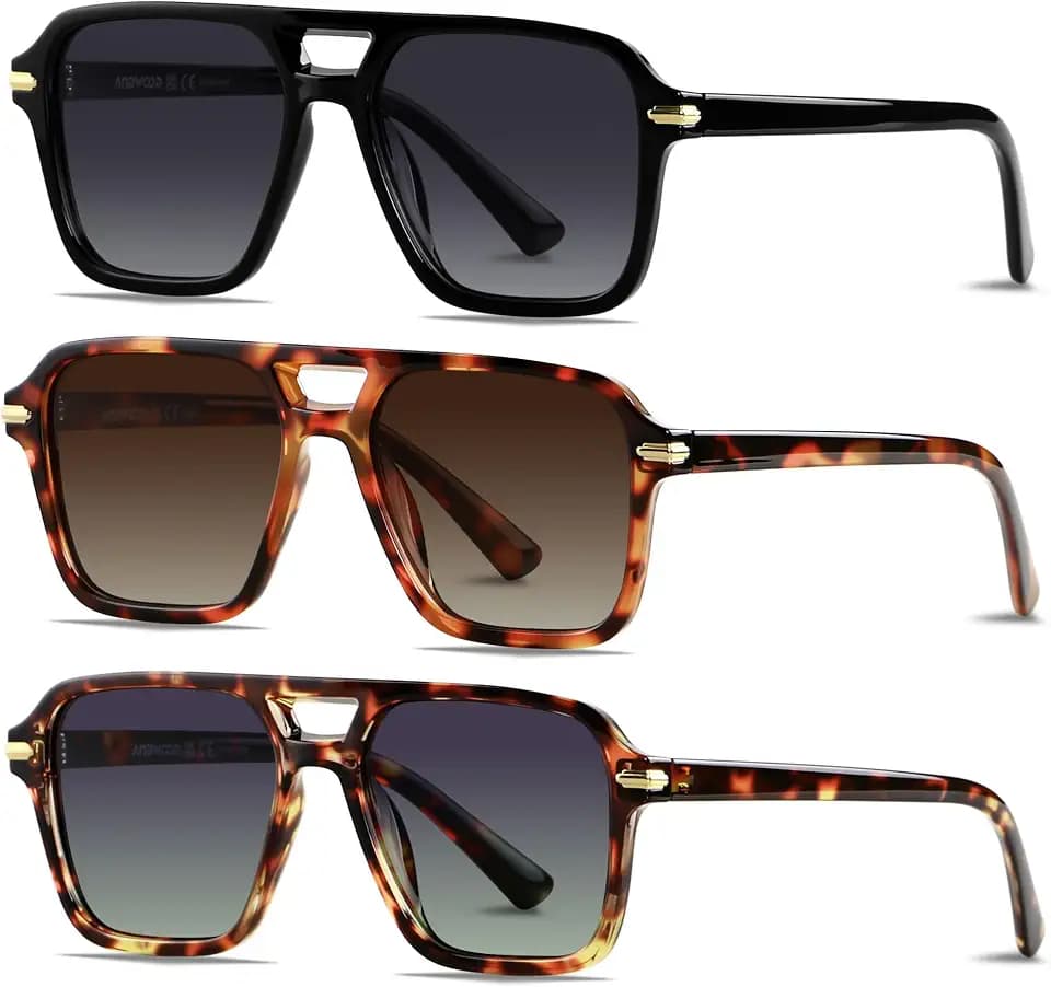 Retro Square Aviator Polarized Sunglasses Womens Mens Vintage Pilot Shades