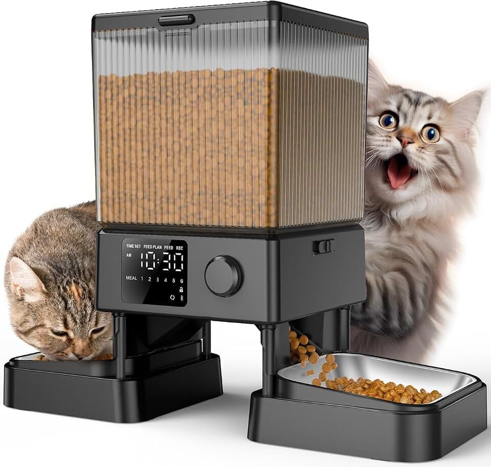 oneisall 5L Futterautomat Katze 2 Näpfe