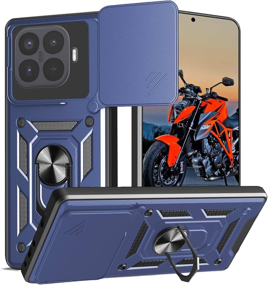 Hülle für Xiaomi 17T Pro 5G, Kameraschutz mit Slide Camera, Rüstung Schutzhülle mit 360 Grad Ring, Metall Halter Magnet Ständer, Silikon Stoßfest Handyhülle,Blau