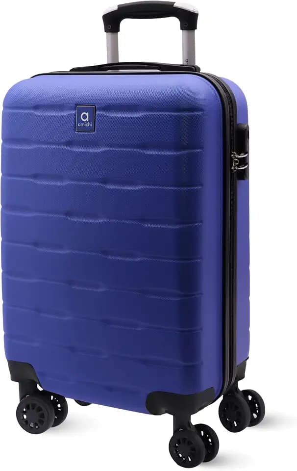 AMICHI Reisekoffer, Kabinenkoffer, Reisekoffer, geeignet für Ryannair, Trolley, Gepäck, Flugzeug, robust, mit 4 360°-Rädern und Vorhängeschloss