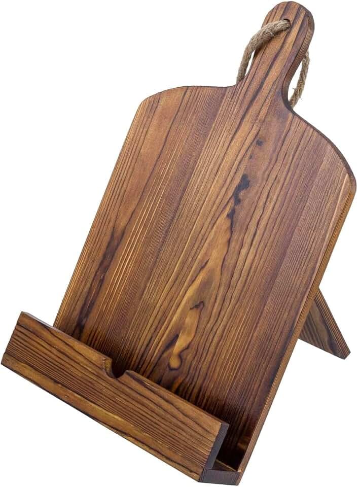 MyGift Cookbook Stand Recipe Book Holder Brown Wood Cutting Board Design