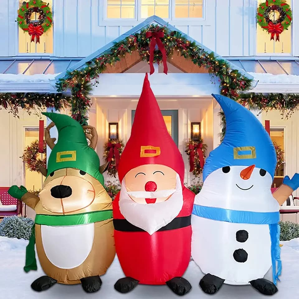 Christmas Outdoor Indoor Decorations infalatable - 6.9 FT Built-in Led Light Inflatable Happy Santa Elk Snowman,Christmas Decorations Outdoor Yard,Christmas Blow Up Yard Decorations for Lawn Garden