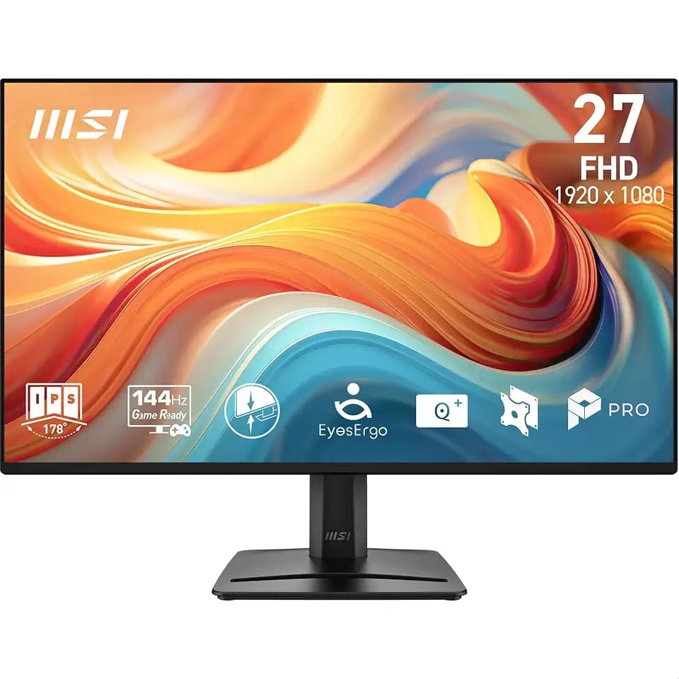 MSI PRO MP275A E14L 24-Zoll-FHD-Computermonitor, 1920 x 1080 IPS, 144 Hz, 1 ms, AMD FreeSync, Eye Care, HDMI 2.0, neigbar, VESA-Halterung, schwarz