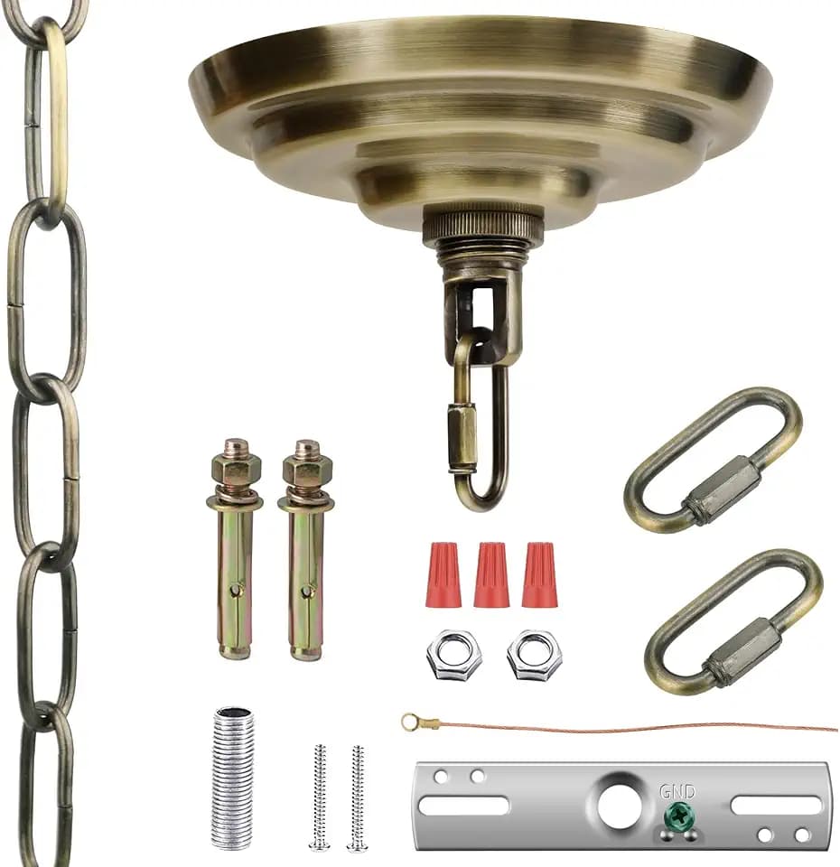 5-5/16 Inch Light Canopy Kit with 6 Feet Hanging Chain, Heavy Duty, Replacement Cover Plate for Chandelier, Pendant Light, Swag Light, Ceiling Fan, Flower Basket or DIY Projects (Bronze)