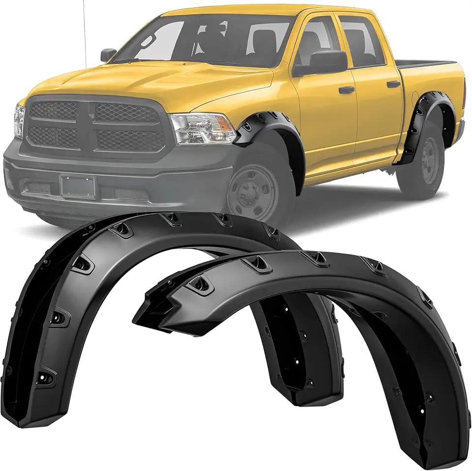 LEDKINGDOMUS Front Rear Fender Flares Fit for 2009-2018 Dodge Ram 1500