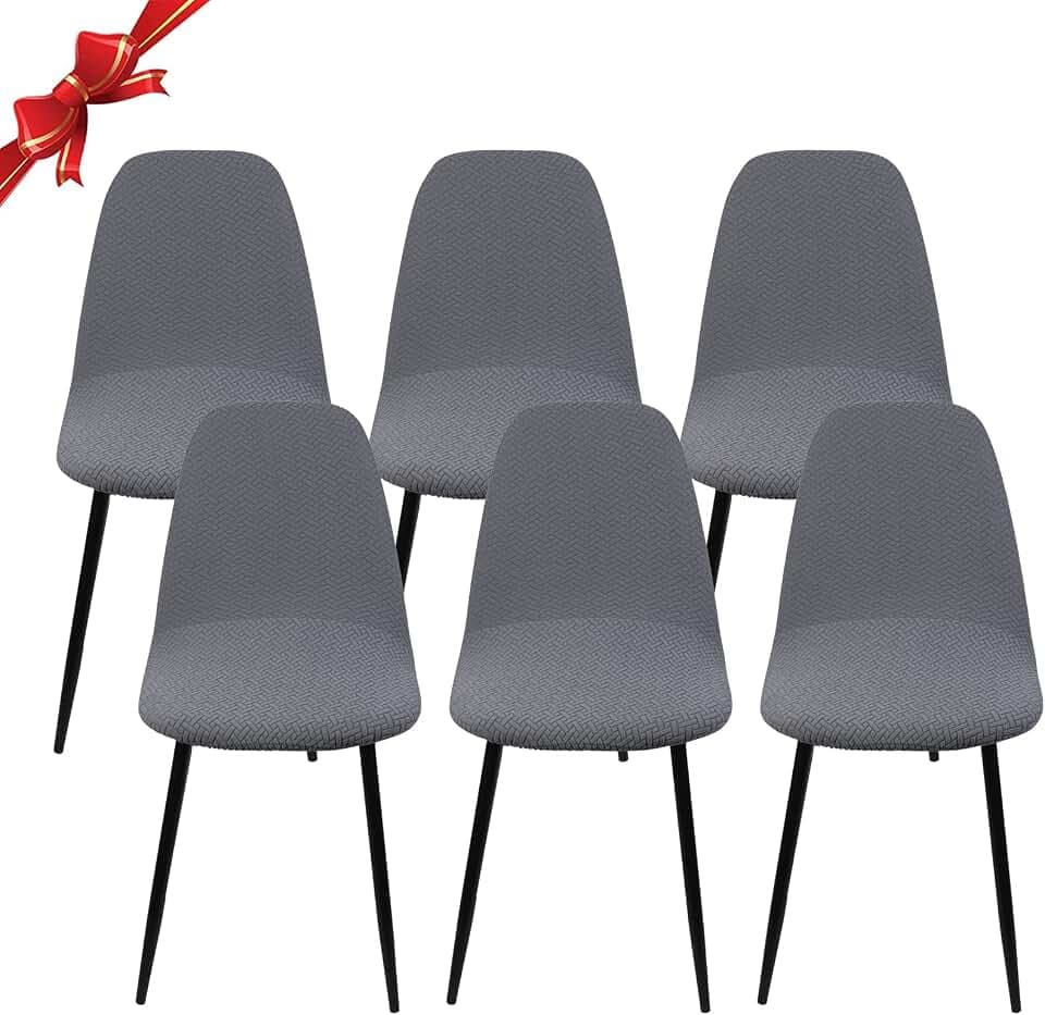 Jaotto Stuhlhussen 6er Set Strech, Esszimmerstühle Bezug Universal Waschbar Abnehmbare,Elegante Stuhlbezug Stuhlabdeckung Antirutsch, Küchenstühle für Büro Esszimmer Wohnzimmer,Diagonale Grau