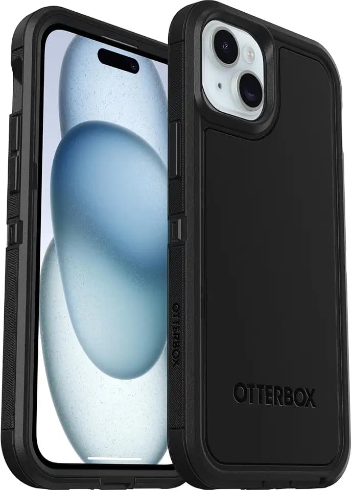 OtterBox iPhone 15 Plus and iPhone 14 Plus Defender Series XT Case - BLACK, screenless, rugged, snaps to MagSafe, lanyard attachment (ships in polybag)