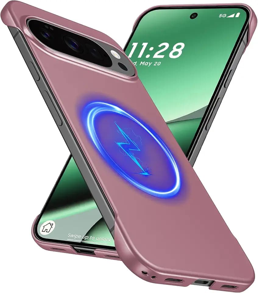 GRECAZO Magnetic Frameless Case for Google Pixel 10/10 Pro, Dawn Pink