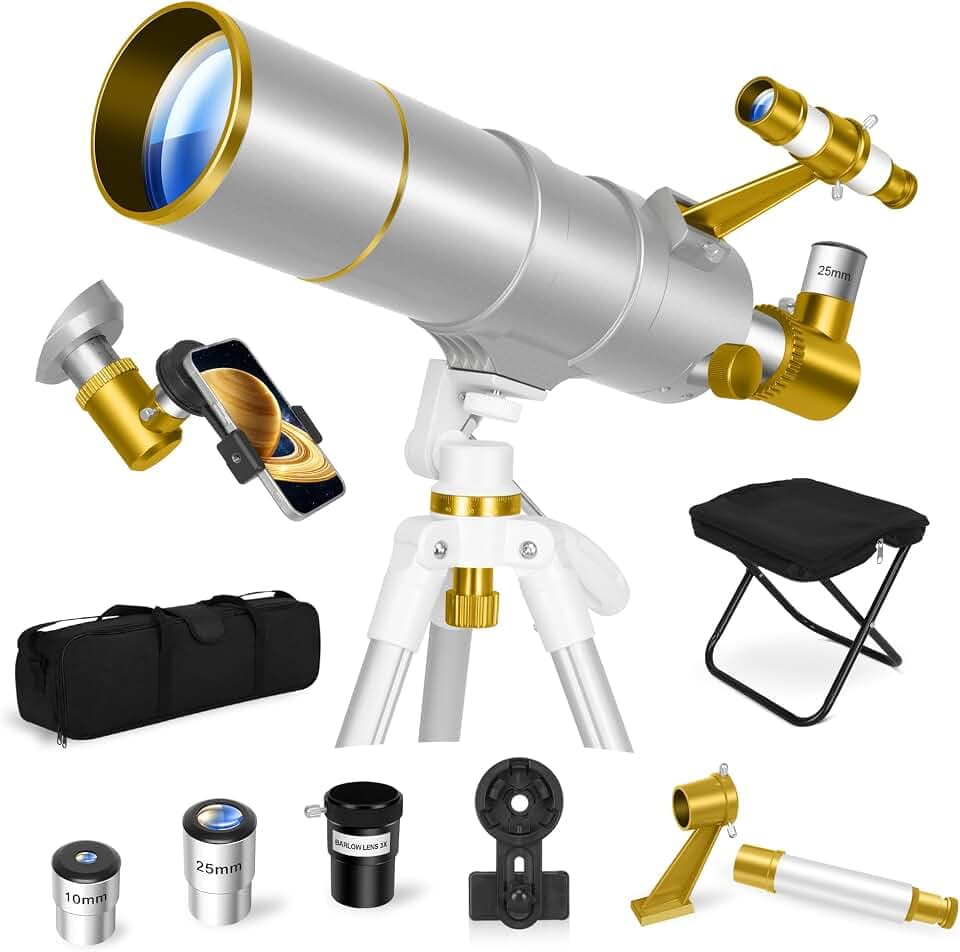 UncleHu 90mm Aperture 600mm Telescope for Adults Astronomy &Kids with Stool