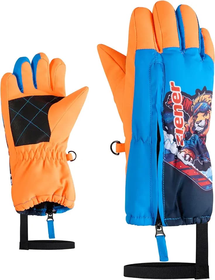 Ziener Kleinkind Leo-Z Ski-Handschuhe/Wintersport | Wind-, wasserabweisend, Langer Zipper, Poison orange, 3