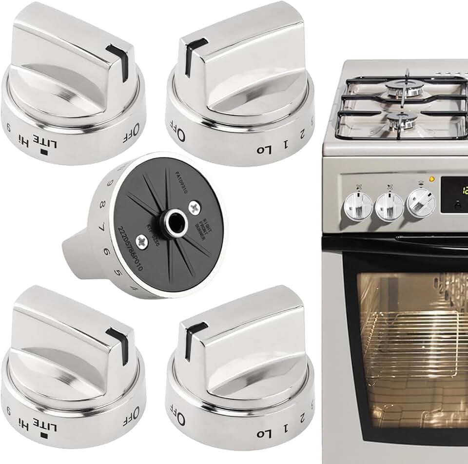 5 Pack WB03X24818 Gas Stove Knob Replacement Compatible with GE Range Cooktop Oven Knob Adora JGB700SEJ4S Stove Replacement Knobs Surface Burner Control Knobs