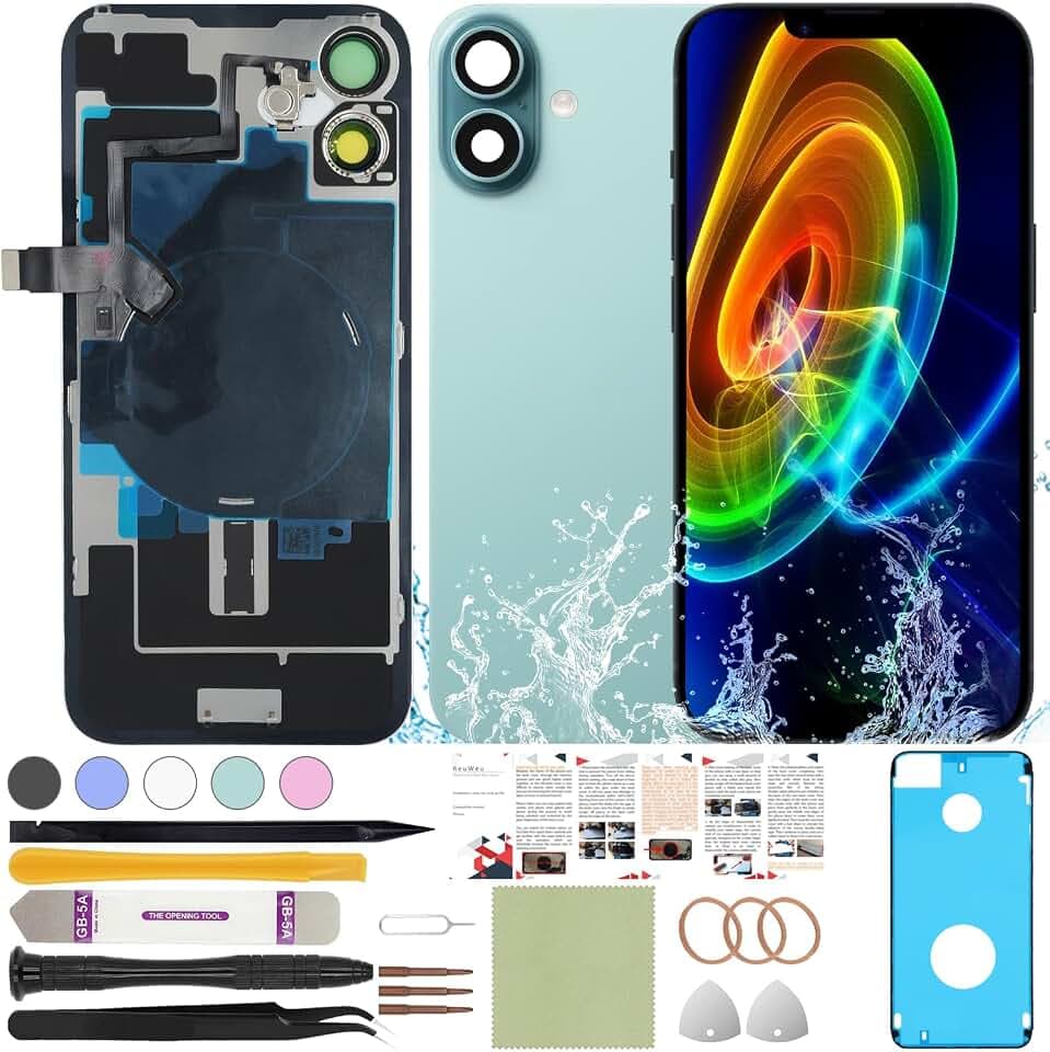 Rear Back Screen Glass Replacement Compatible with iPhone 16 Plus All Carriers 6.7"(Teal)