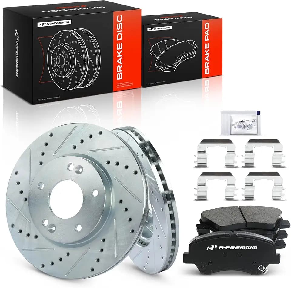 A-Premium 11.02 inch (280mm) Front Brake Rotors & Ceramic Pads Kit, 6-Pack