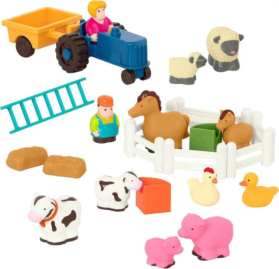 Battat Little Farmer's Playset Farm Animal Play Set, 25 Pieces, Toddler