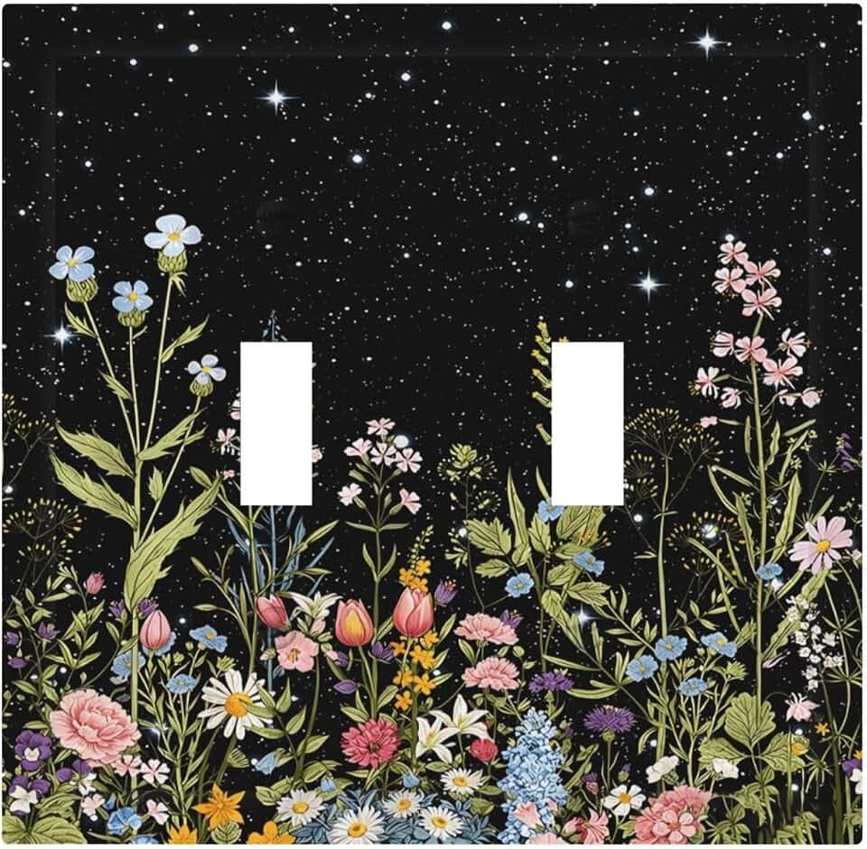 Colorful Wildflower Floral Plant Light Switch Cover Decorative