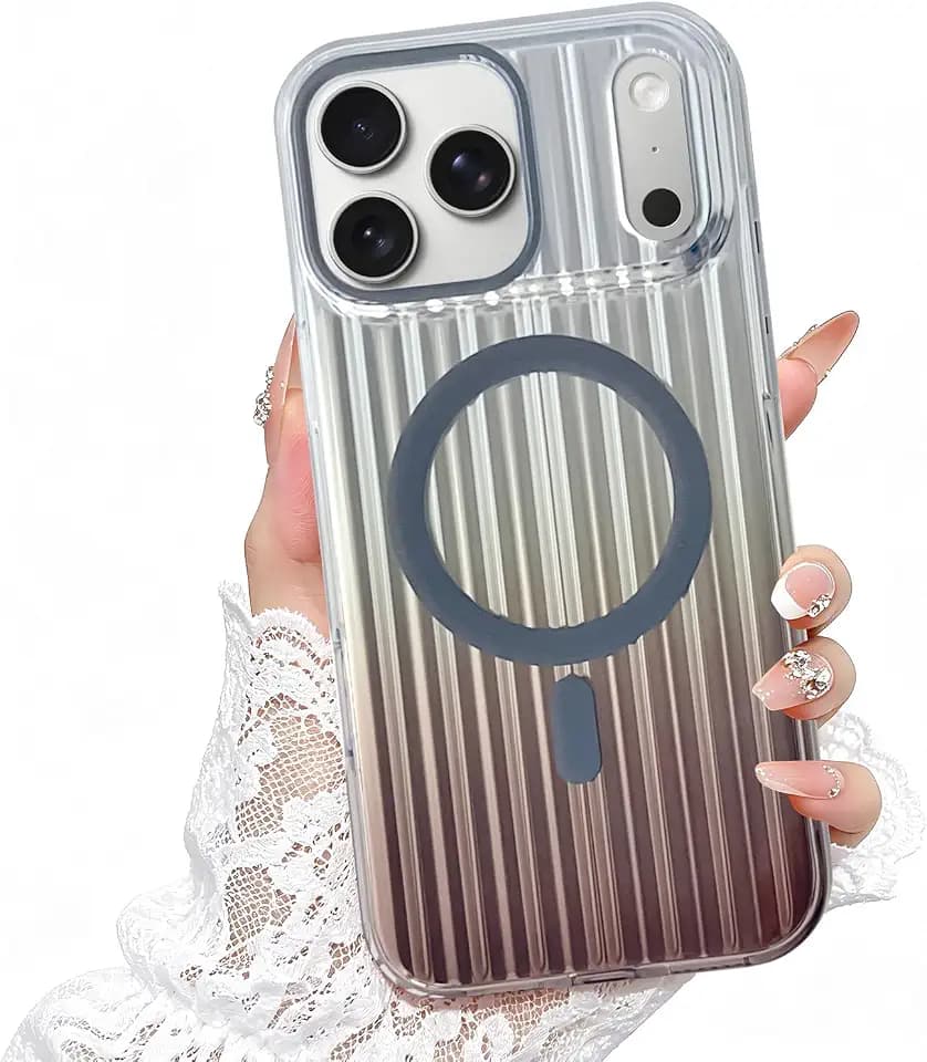 OOK Magnetic Iridescent Striped Case for iPhone 17 Pro Max, Brown