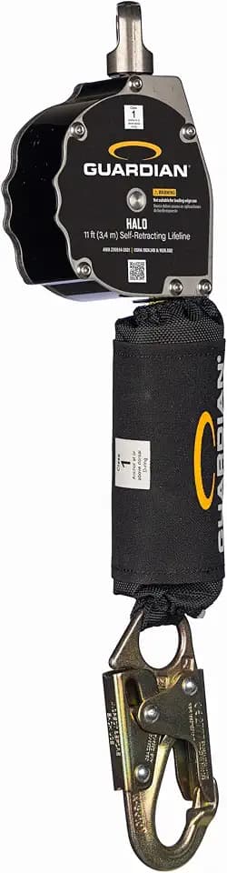 Guardian 10900 Halo Web Personal Self Retracting Lifeline (SRL) | 11 ft | Carabiner Included | Swivel Top | Steel Snap Hook | Class 1 | ANSI and OSHA Compliant