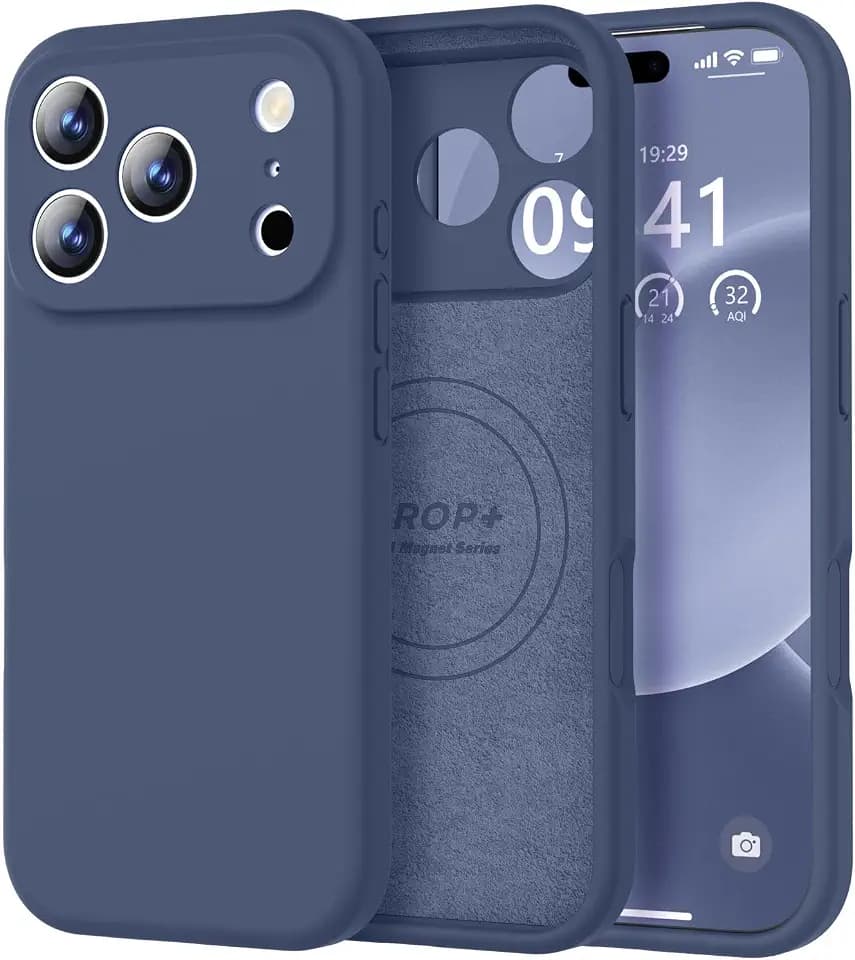 Vooii Magnetic for iPhone 17 Pro Max Case 6.9" Silicone, Navy Blue