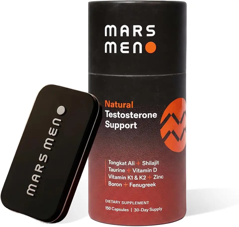 Testosterone Booster for Men - Natural Supplement Premium Tongkat Ali, Fenugreek, Shilajit & Boron - Male Support - Libido, Energy & Muscle Growth Support - 30 Servings + Travel Tin