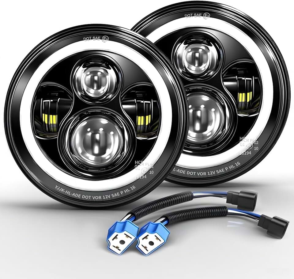 CO LIGHT 7 zoll LED scheinwerfer 150000LM, E-geprüft mit Abblendlicht Fernlicht Amber Halo Blinker, Weißem Tagfahrlicht (DRL) ,für Defender VW T3 G Klasse Wrangler TJ JK LJ Hummer