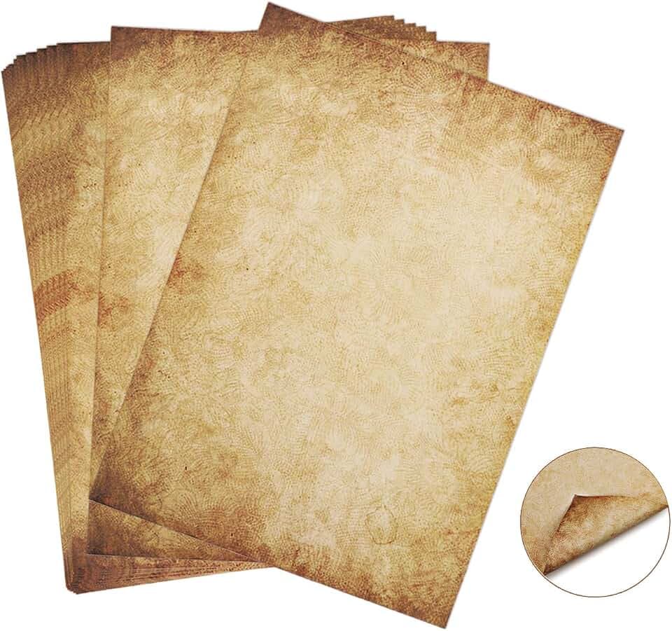 60 Blatt Briefpapier Altes Papier Vintage Absofine Alt Casanova Mittelalterliches Briefpapier DIN A4 Beidseitig 100g