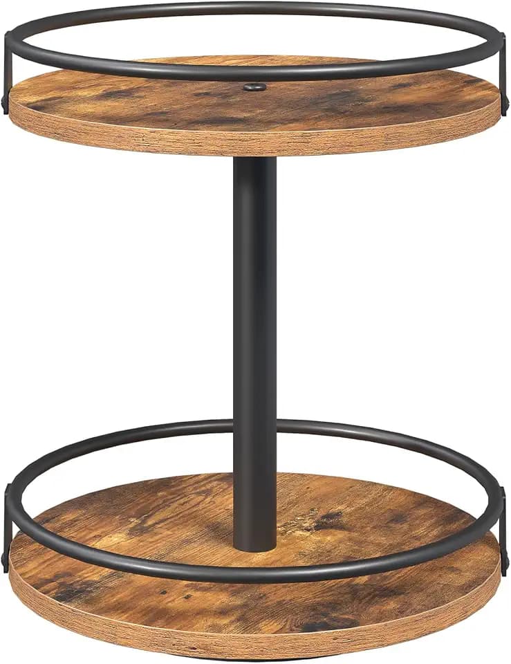 HOOBRO Gewürzregal, Küchenregal, 2-stufiger drehbarer Gewürzständer, Küchen-Organizer, Gewürzhalter, für Küchentheke, Schminktisch, Esstisch, Braun und Schwarz EBF92TL01
