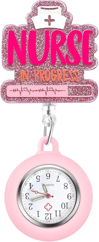 Plifal Nurse Pocket Watch Nursing Badge Fob with Second Hand - Retractable Clip On Clock with Secondhand for Medical Staff Women Men