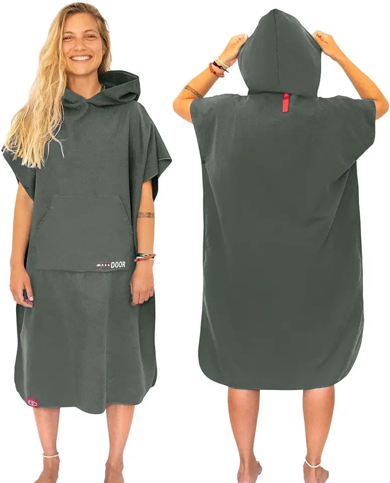 AUTDOOR® Mikrofaser Badeponcho Damen Herren, Surfponcho Umziehhilfe Strand