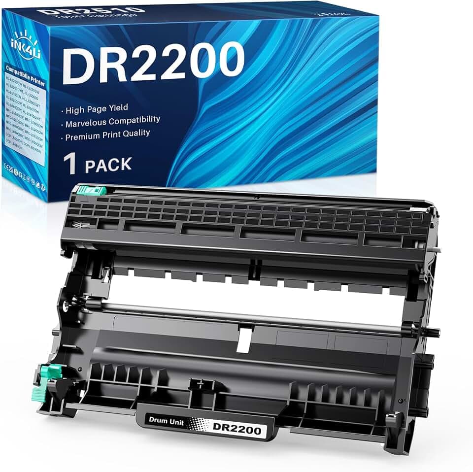 INK4U DR2200 Trommel kompatibel für Brother DR 2200 Trommel kompatibel mit Brother HL2130, HL2135W, HL2240, HL2240D, HL2250DN, HL2270DW, FAX2840, FAX2845, FAX2940 (nur DR2200-Trommel)