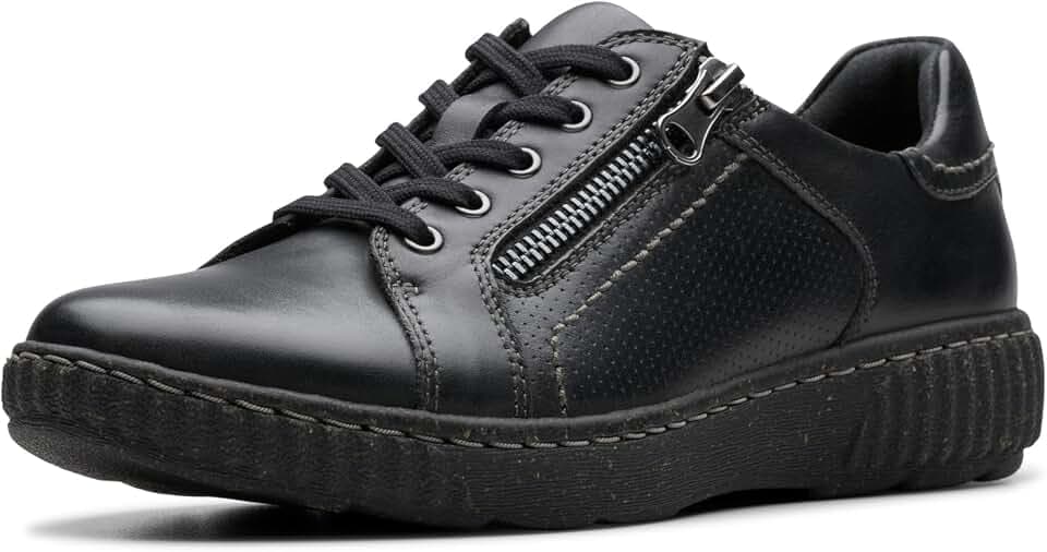Clarks Caroline Janna Damen-Sneaker aus Leder mit seitlichem Reißverschluss