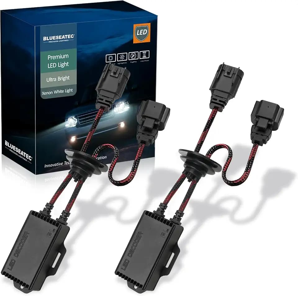 H13 9008 LED Canbus Decoder：2PCS H13 9008 Anti Flicker Harness/Load Resistor with Waterproof Rubber Ring for Led Headlight Bulb, Canbus Decoders Error Free, LED Warning Canceller Resistor Adapter