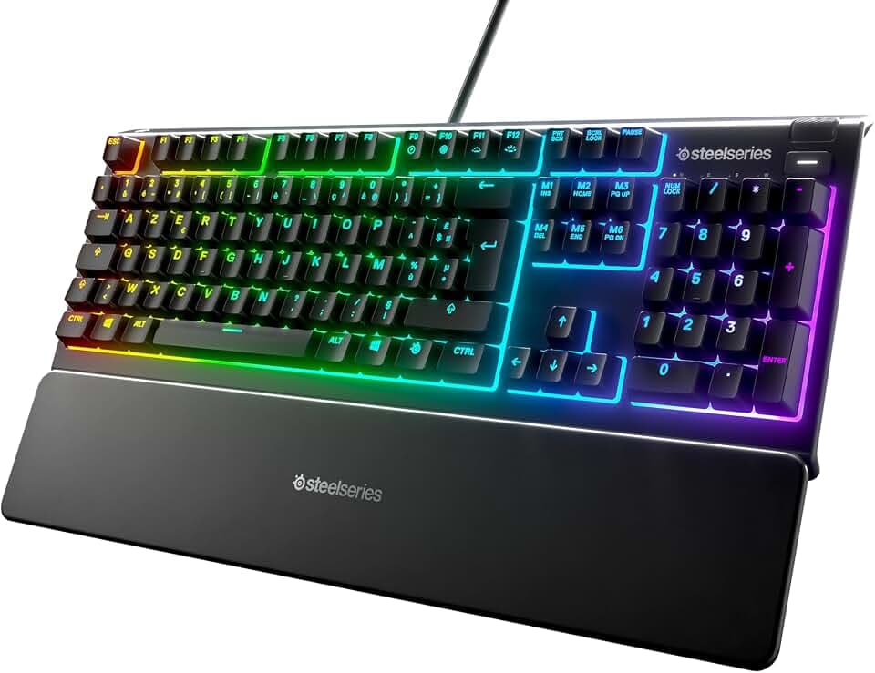 SteelSeries Apex 3 - Gaming Tastatur - 10-Zonen RGB-Beleuchtung - Premium magnetische Handballenauflage - Französisch (AZERTY) Layout