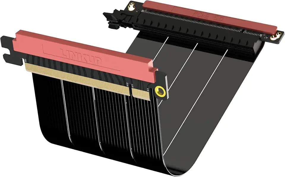 LINKUP PCIE 5.0 Riser Cable | for Vertical GPU Mount | ITX Double Reverse | Graphics Card GPU Ready | Usable with PCIe 4.0 & RX 9070/ RTX5090 | 19cm (Total Length: 21.2cm)