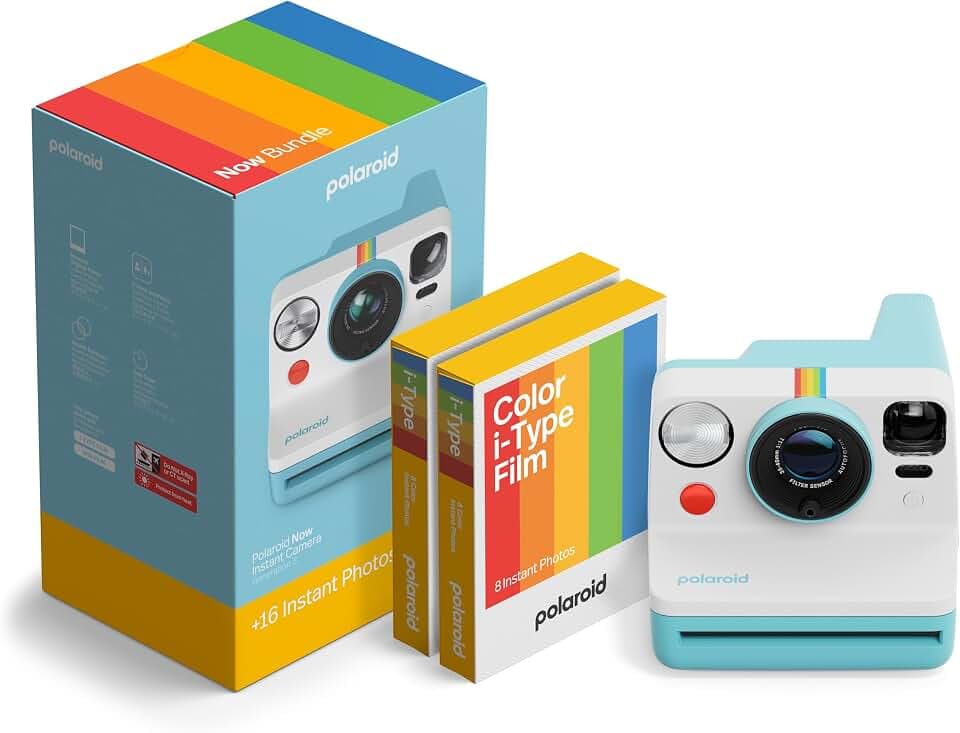 Polaroid - SofortbildKamera - Now Gen3 - Artic Blue + Color Film Bundle (16 Photos)