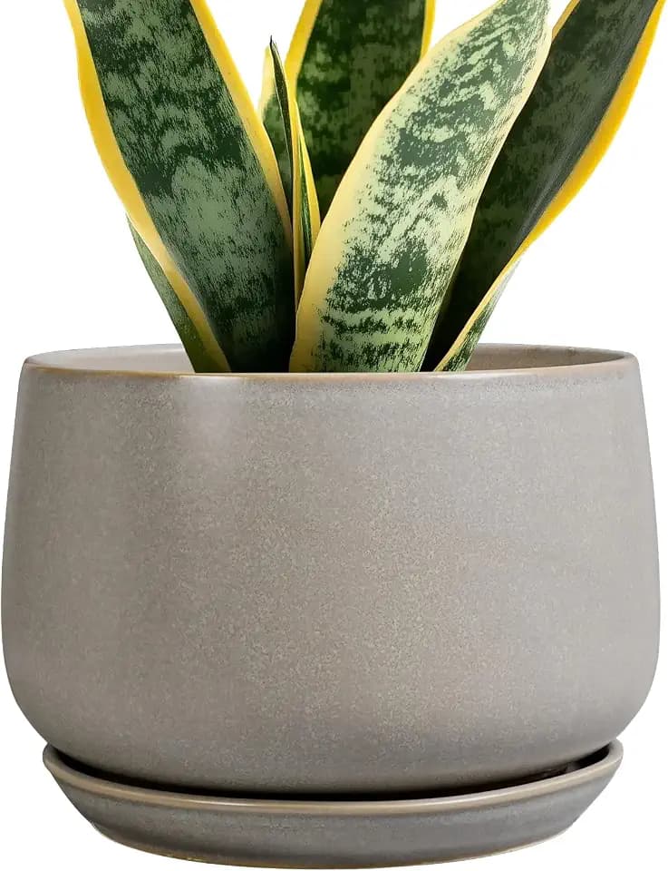 G EPGardening Ceramic Pots for Plants 7 Inch, Grey