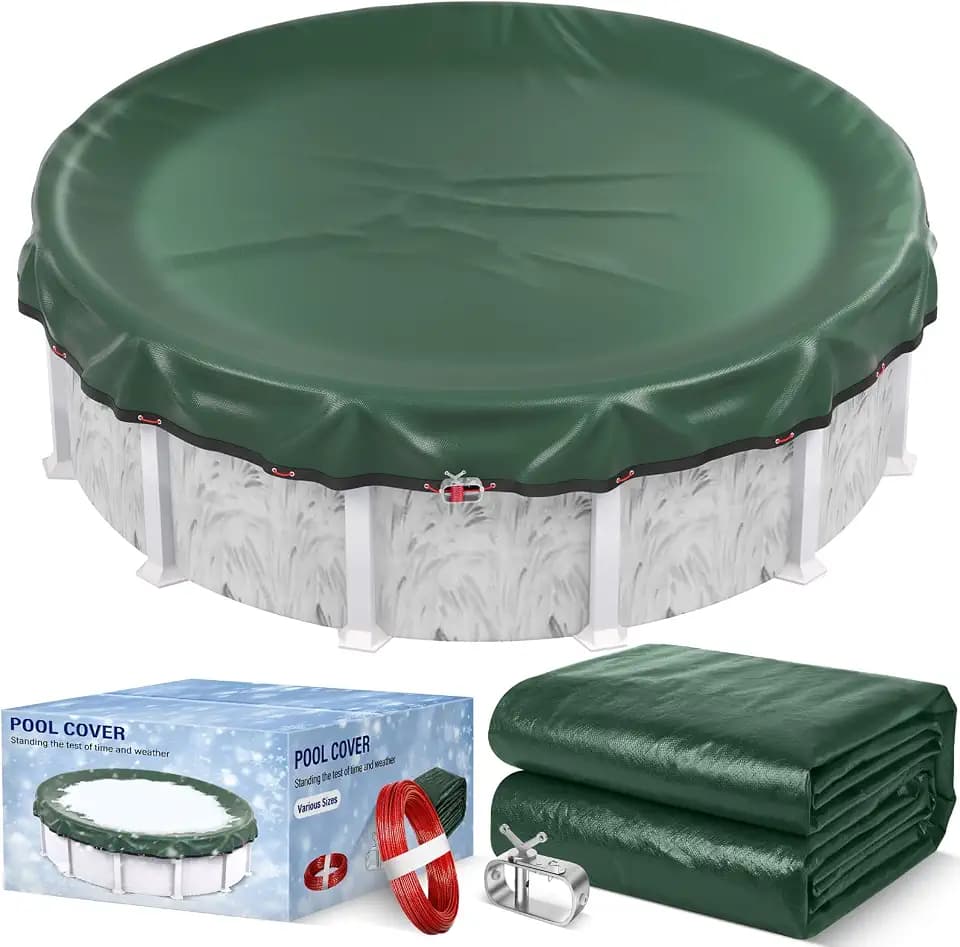 24FT Round Winter Pool Cover 500D Extra Thick Above Ground Pool Cover,Green