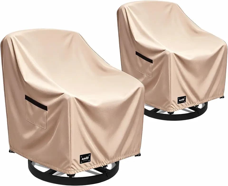 JinHrtoyi Outdoor Chair Covers 2 Pack,33Wx35Dx36H inches Patio Chair Cover,100% Waterproof Heavy Duty Outdoor Furniture Covers Waterproof,Light Brown Minimalism Style Patio Furniture Cover