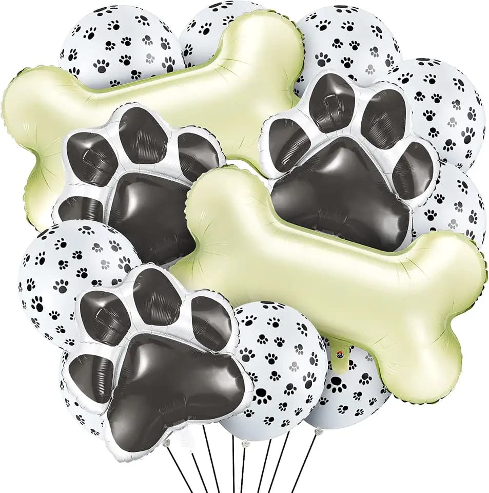 Sumind 46 Pieces Dog Themed Balloons Decoration Set with Dog Paw Print and Bone Shaped Foil Balloons Props for Pets Birthday Party Supplie(Gray)