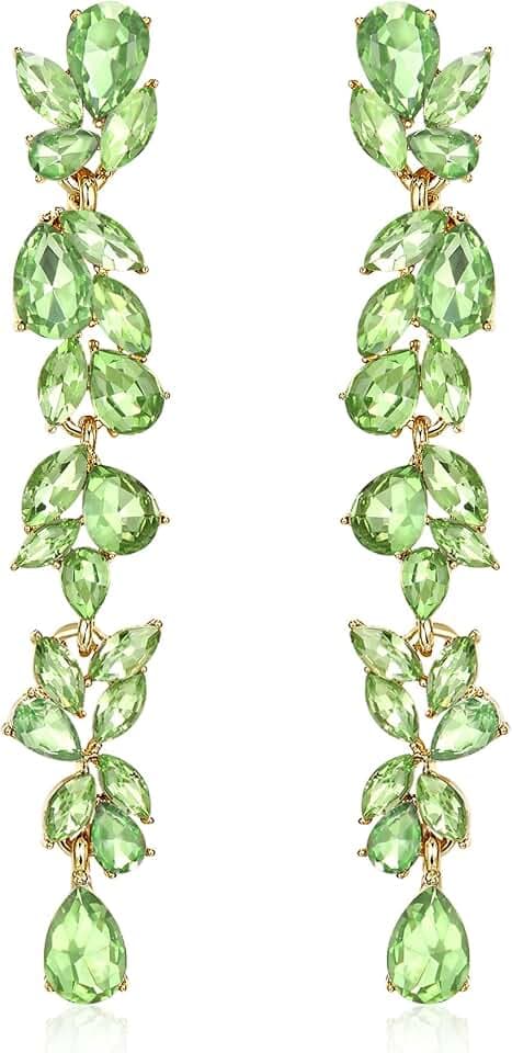 Crysdue Wedding Bridal Teardrop Marquise Crystal Chandelier Dangle Earrings